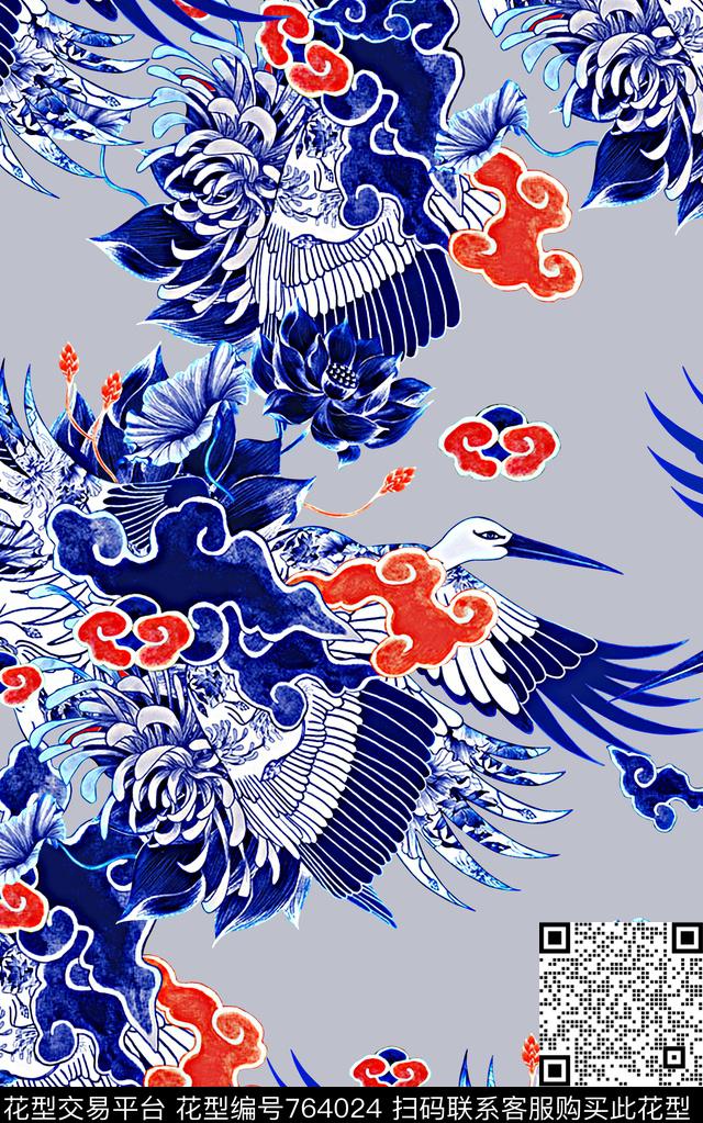 抽象手绘几何纹理动物中国风数码印花时尚潮流女装裙子旗袍纹理印花欧美复古大牌中国风男装夹克外套印花数码印花华亿平台下载（图片编号: 764024） - 瓦栏（Walan）