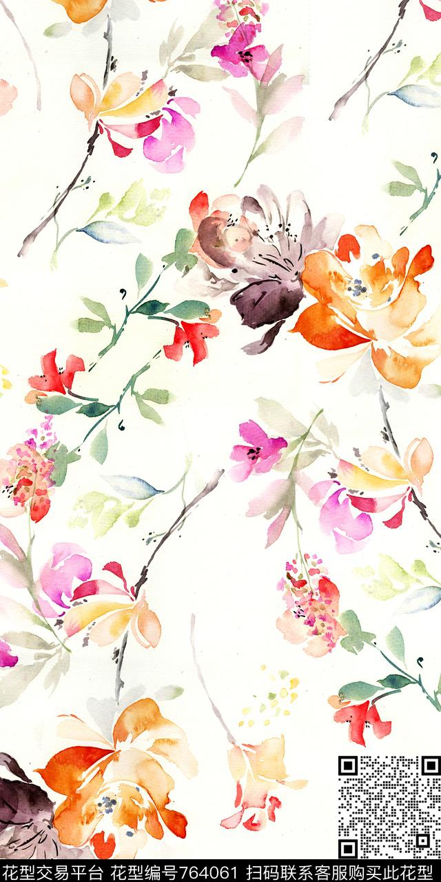 花卉数码花卉类满版花数码印花华亿平台下载（图片编号: 764061） - 瓦栏（Walan）