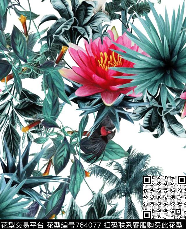 肌理水墨笔触数码印花华亿平台下载（图片编号: 764077） - 瓦栏（Walan）