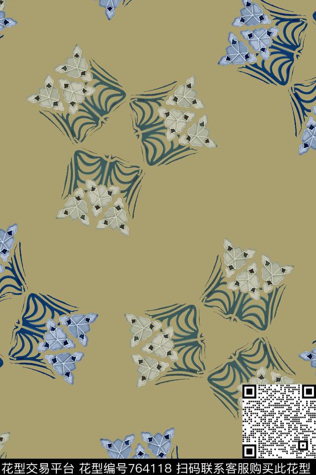 男装休闲花卉树叶组合时尚复古数码印花华亿平台下载（图片编号: 764118） - 瓦栏（Walan）