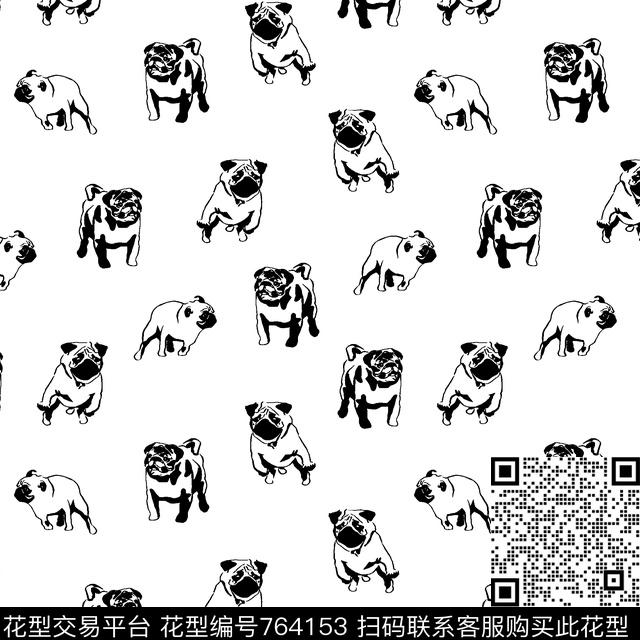 狗动物黑白花传统印花华亿平台下载（图片编号: 764153） - 瓦栏（Walan）
