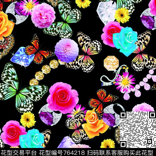 荷花大花牡丹数码印花华亿平台下载（图片编号: 764218） - 瓦栏（Walan）