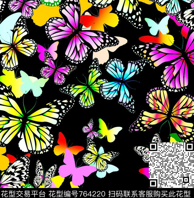 动物蝴蝶彩蝶数码印花华亿平台下载（图片编号: 764220） - 瓦栏（Walan）