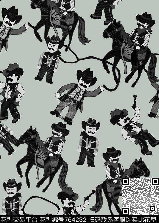 几何卡通小人数码印花华亿平台下载（图片编号: 764232） - 瓦栏（Walan）