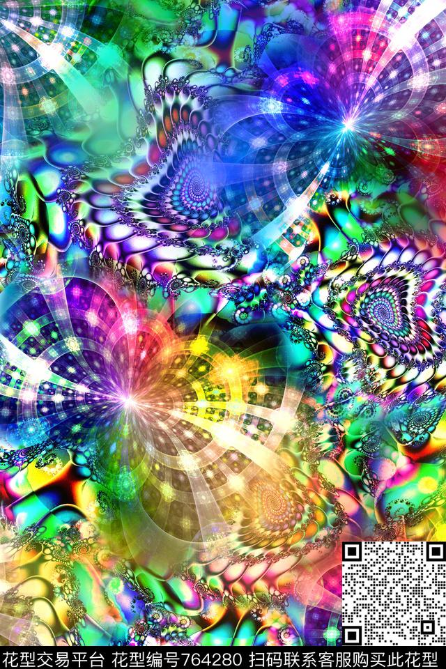 抽象分形几何数码印花华亿平台下载（图片编号: 764280） - 瓦栏（Walan）