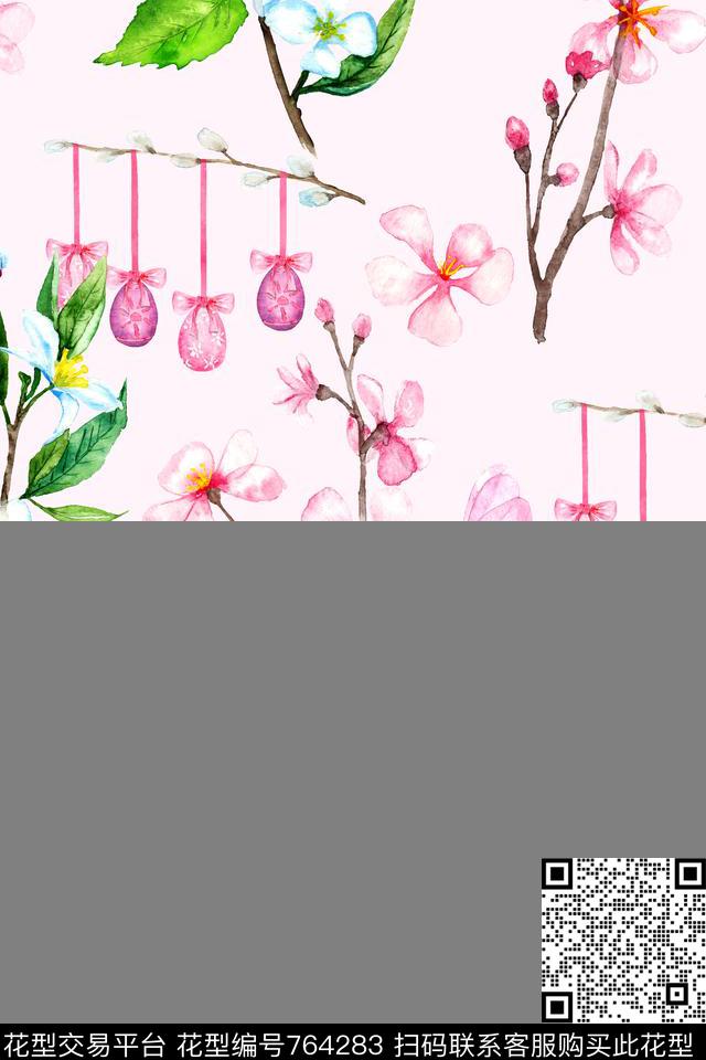 时尚手绘水彩数码印花华亿平台下载（图片编号: 764283） - 瓦栏（Walan）