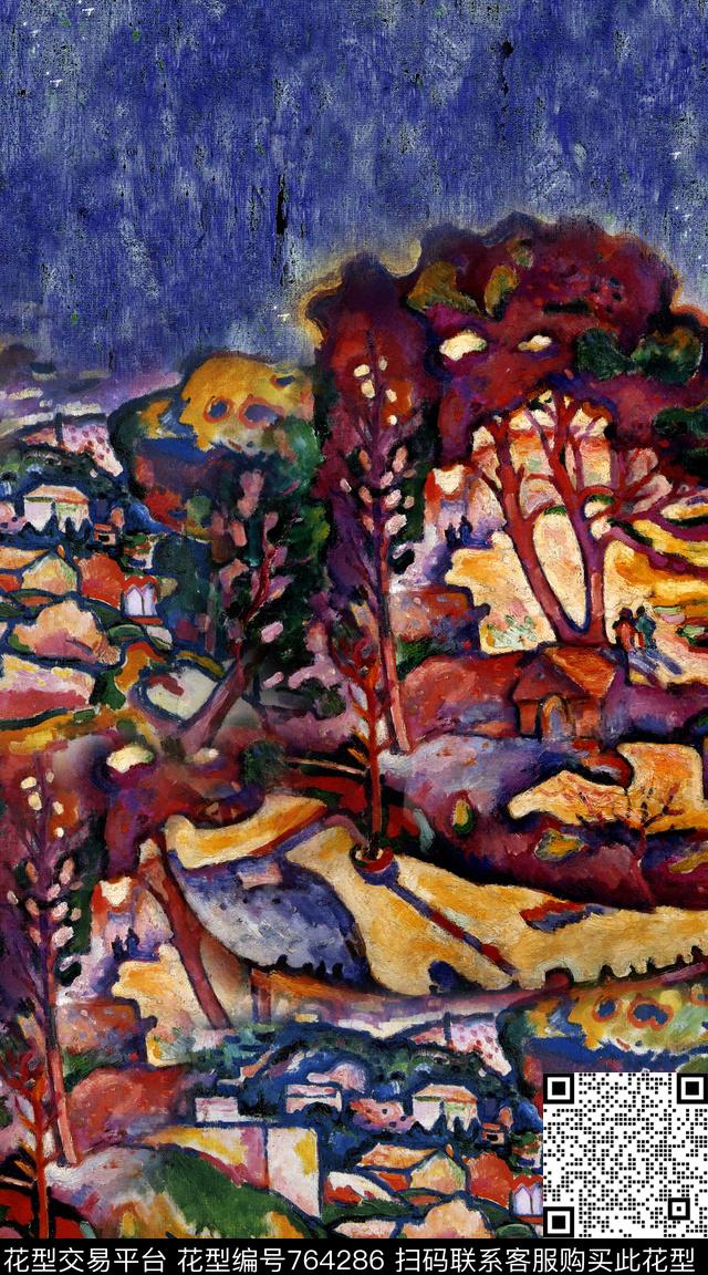 抽象几何拼接数码印花华亿平台下载（图片编号: 764286） - 瓦栏（Walan）