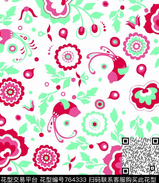 可爱花卉小碎花传统印花华亿平台下载（图片编号: 764333） - 瓦栏（Walan）