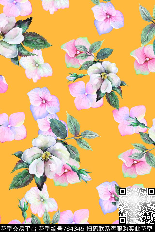 花卉女装数码印花华亿平台下载（图片编号: 764345） - 瓦栏（Walan）