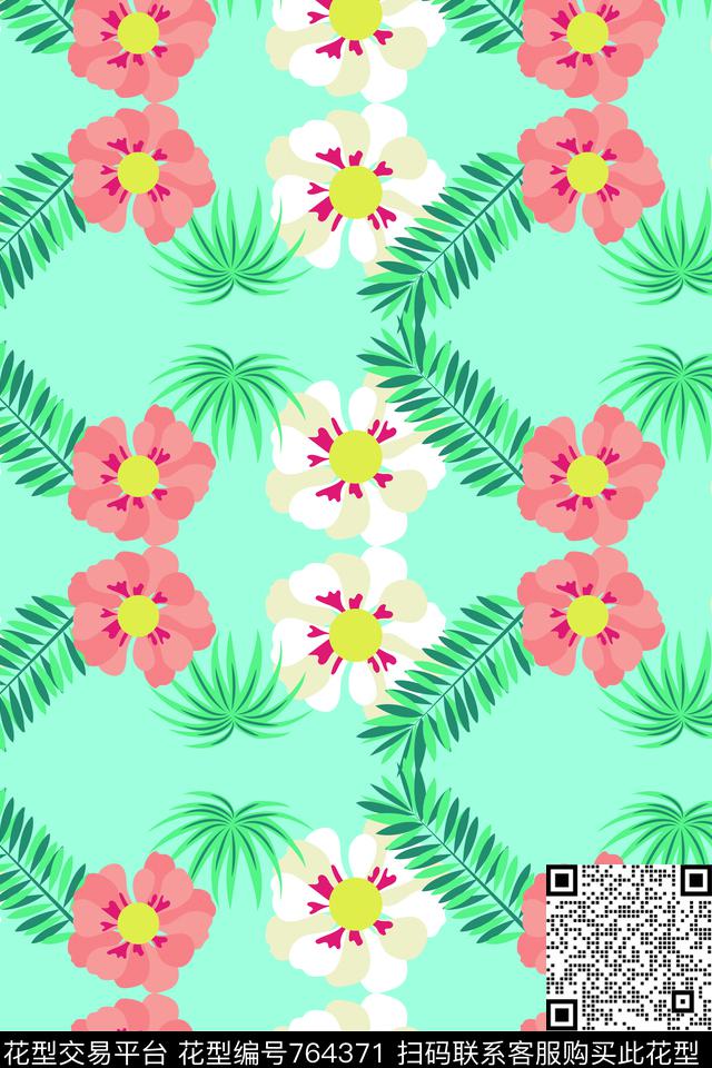泳装花卉热带传统印花华亿平台下载（图片编号: 764371） - 瓦栏（Walan）
