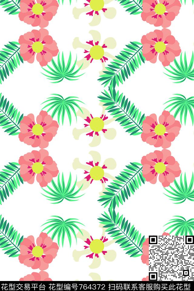 泳装花卉热带传统印花华亿平台下载（图片编号: 764372） - 瓦栏（Walan）