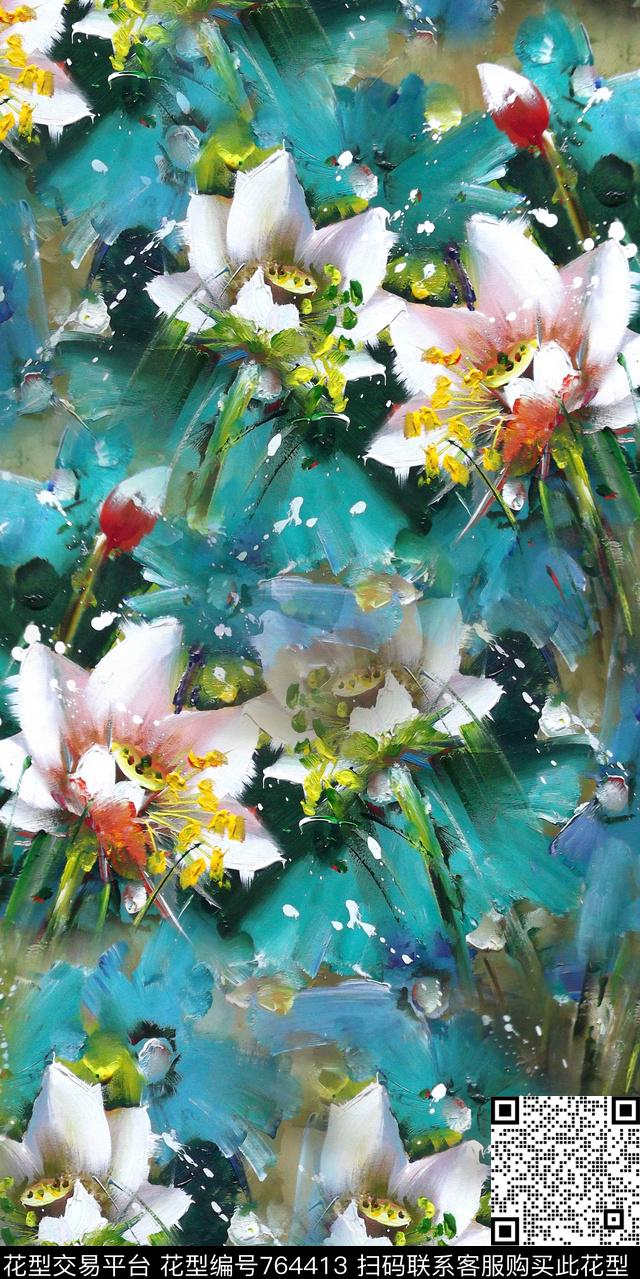 水彩数码乱花数码印花华亿平台下载（图片编号: 764413） - 瓦栏（Walan）