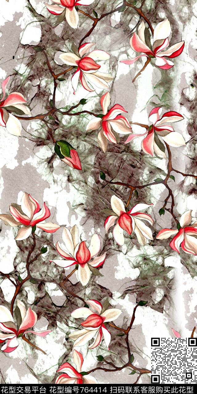 水彩数码乱花数码印花华亿平台下载（图片编号: 764414） - 瓦栏（Walan）