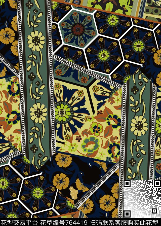 欧式宫廷风部落传统印花华亿平台下载（图片编号: 764419） - 瓦栏（Walan）