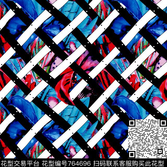 解构菱形格子数码印花华亿平台下载（图片编号: 764696） - 瓦栏（Walan）