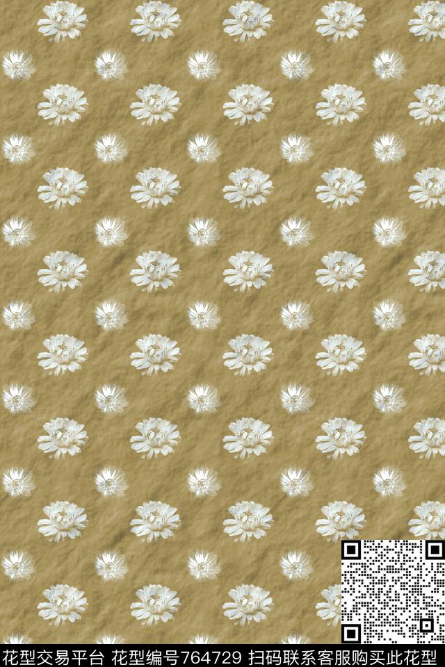 雏菊花卉文理数码印花华亿平台下载（图片编号: 764729） - 瓦栏（Walan）