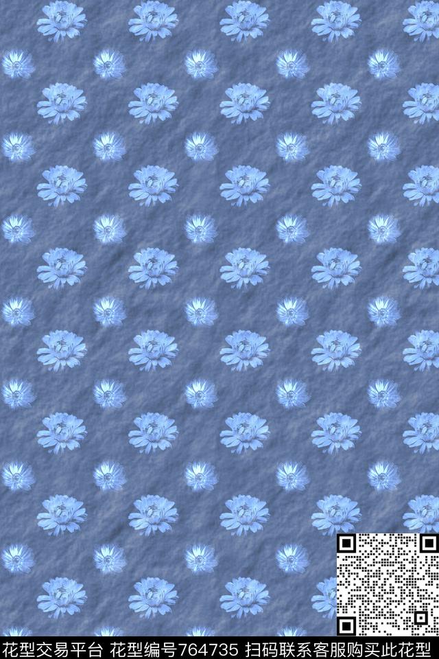 雏菊花卉文理数码印花华亿平台下载（图片编号: 764735） - 瓦栏（Walan）