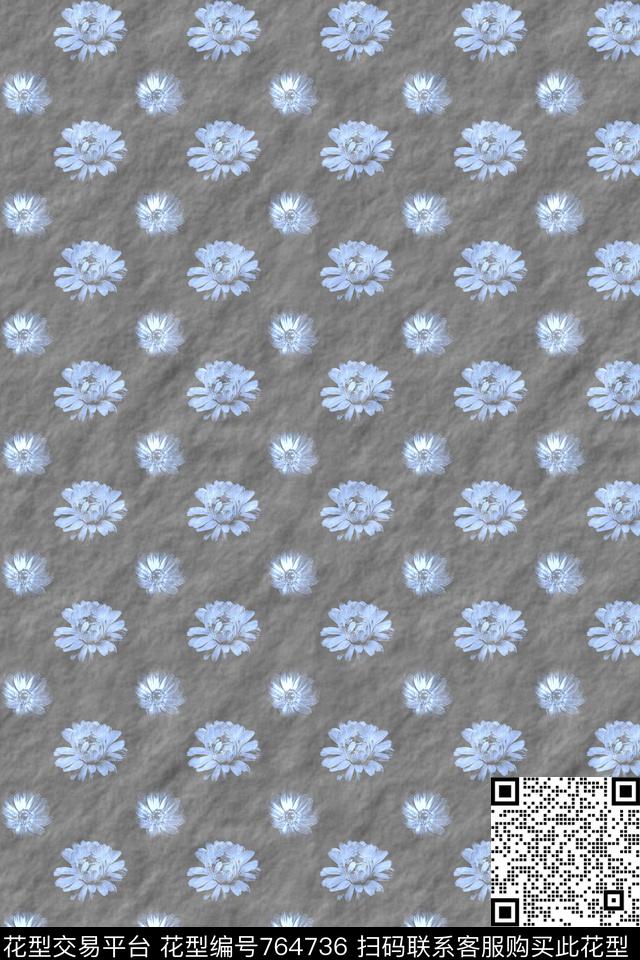 雏菊花卉文理数码印花华亿平台下载（图片编号: 764736） - 瓦栏（Walan）