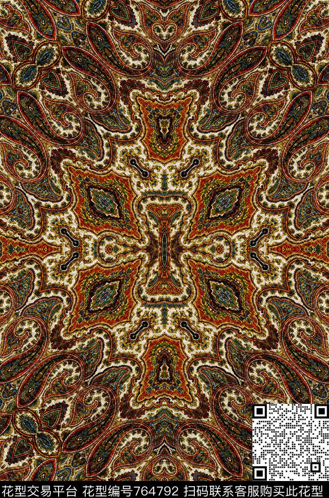 火腿花腰果数码印花华亿平台下载（图片编号: 764792） - 瓦栏（Walan）