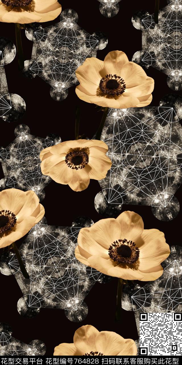 不规则几何波点几何数码印花华亿平台下载（图片编号: 764828） - 瓦栏（Walan）