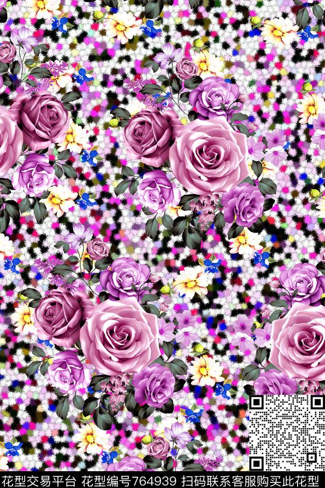 花朵花卉女装数码印花华亿平台下载（图片编号: 764939） - 瓦栏（Walan）