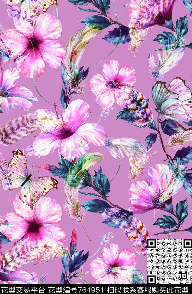 乱花雪纺花朵数码印花华亿平台下载（图片编号: 764951） - 瓦栏（Walan）