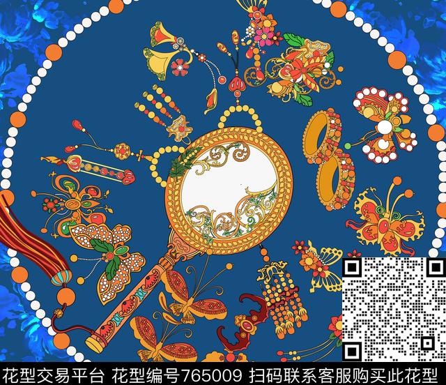 色块几何珠宝传统印花华亿平台下载（图片编号: 765009） - 瓦栏（Walan）