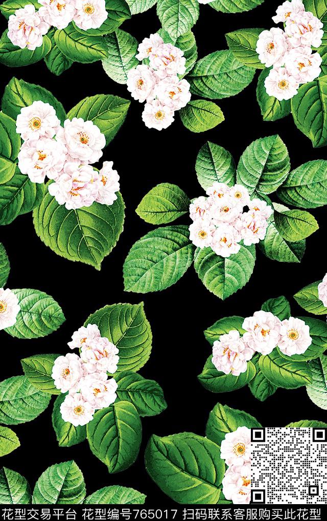 乱花大花花朵数码印花华亿平台下载（图片编号: 765017） - 瓦栏（Walan）