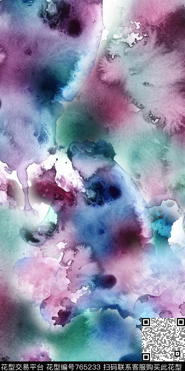 手绘水彩抽象底纹数码印花华亿平台下载（图片编号: 765233） - 瓦栏（Walan）