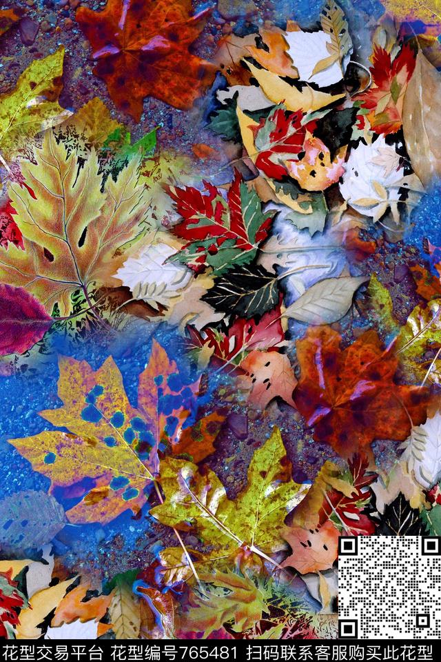 抽象画叶子枫叶数码印花华亿平台下载（图片编号: 765481） - 瓦栏（Walan）