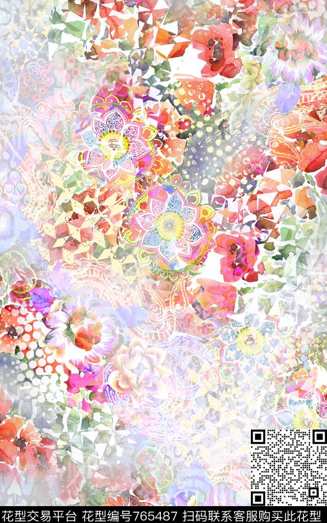 欧式青花瓷民族风数码印花华亿平台下载（图片编号: 765487） - 瓦栏（Walan）