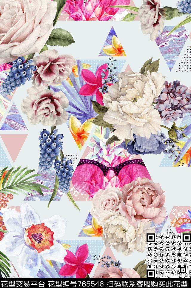 度假优雅大花数码印花华亿平台下载（图片编号: 765546） - 瓦栏（Walan）