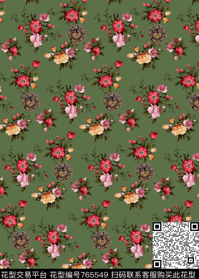 手绘小碎花中国风数码印花华亿平台下载（图片编号: 765549） - 瓦栏（Walan）