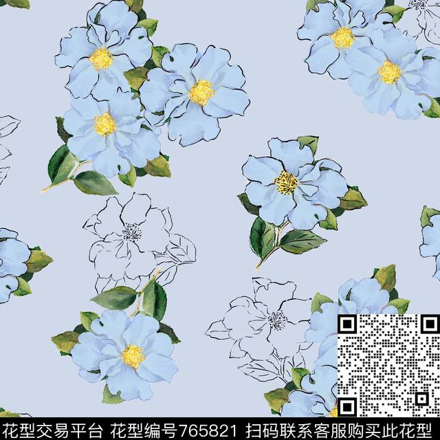 茉莉花卉清新数码印花华亿平台下载（图片编号: 765821） - 瓦栏（Walan）