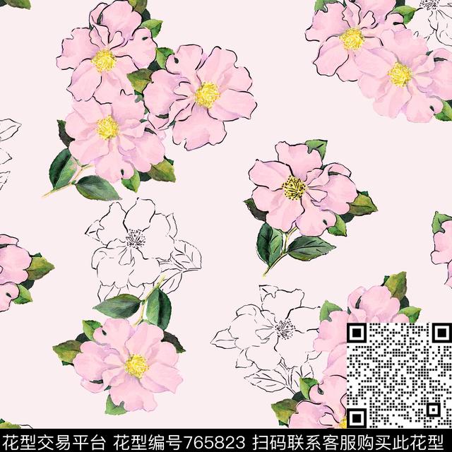 茉莉花卉清新数码印花华亿平台下载（图片编号: 765823） - 瓦栏（Walan）