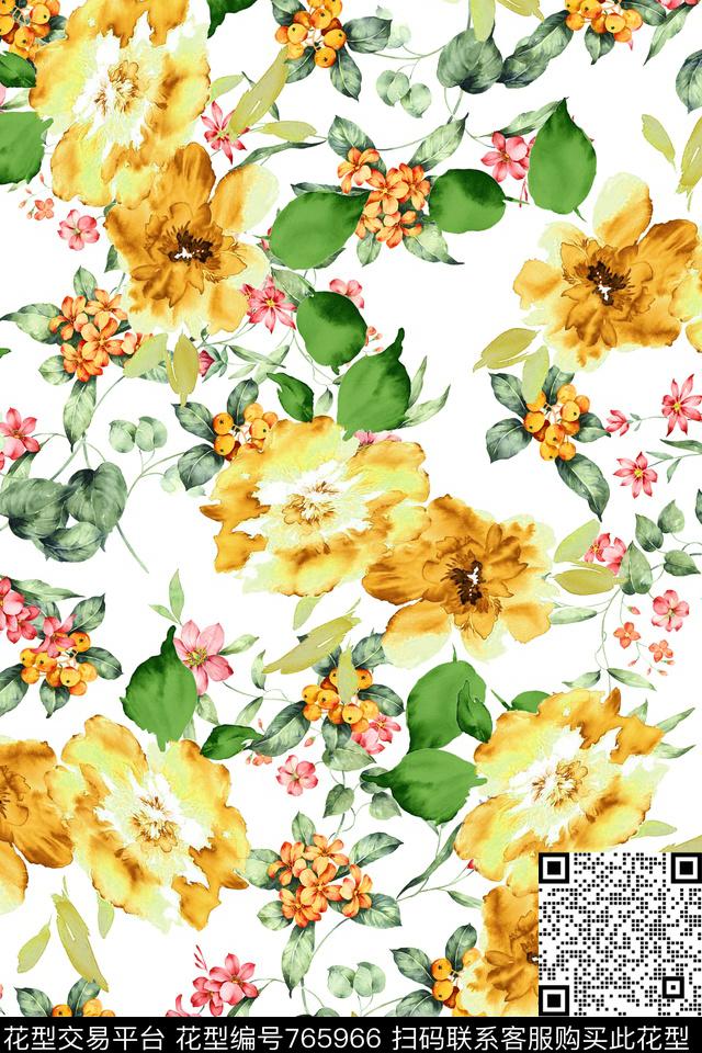 花卉数码印花华亿平台下载（图片编号: 765966） - 瓦栏（Walan）
