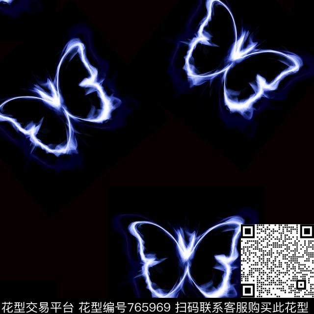 潮牌蝴蝶趣味数码印花华亿平台下载（图片编号: 765969） - 瓦栏（Walan）