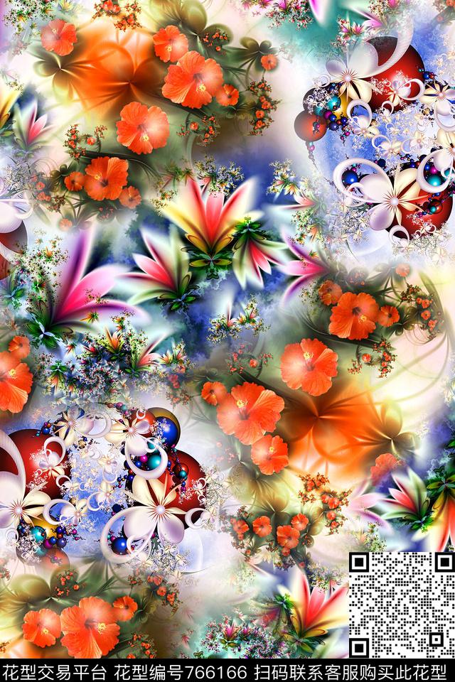 民族风分型艺术小花数码印花华亿平台下载（图片编号: 766166） - 瓦栏（Walan）