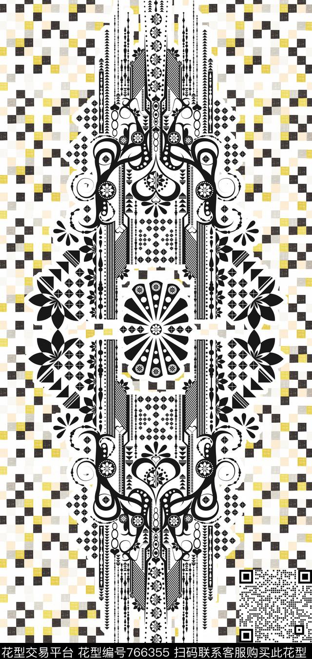 几何长巾复古传统印花华亿平台下载（图片编号: 766355） - 瓦栏（Walan）