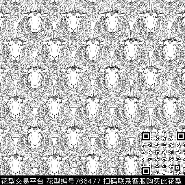 动物羊头童装传统印花华亿平台下载（图片编号: 766477） - 瓦栏（Walan）