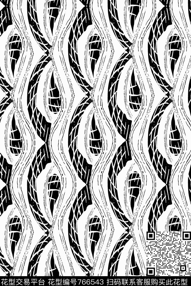 传统黑白几何传统印花华亿平台下载（图片编号: 766543） - 瓦栏（Walan）