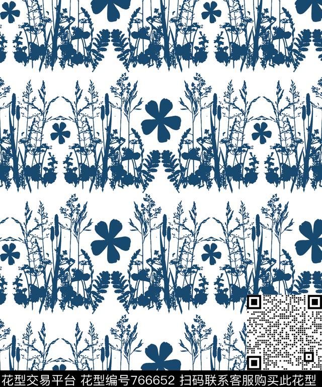 淡雅花朵花卉传统印花华亿平台下载（图片编号: 766652） - 瓦栏（Walan）