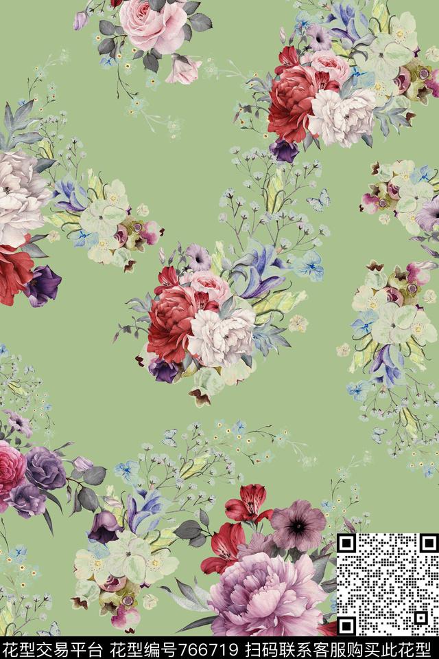 手绘沙发布花卉数码印花华亿平台下载（图片编号: 766719） - 瓦栏（Walan）
