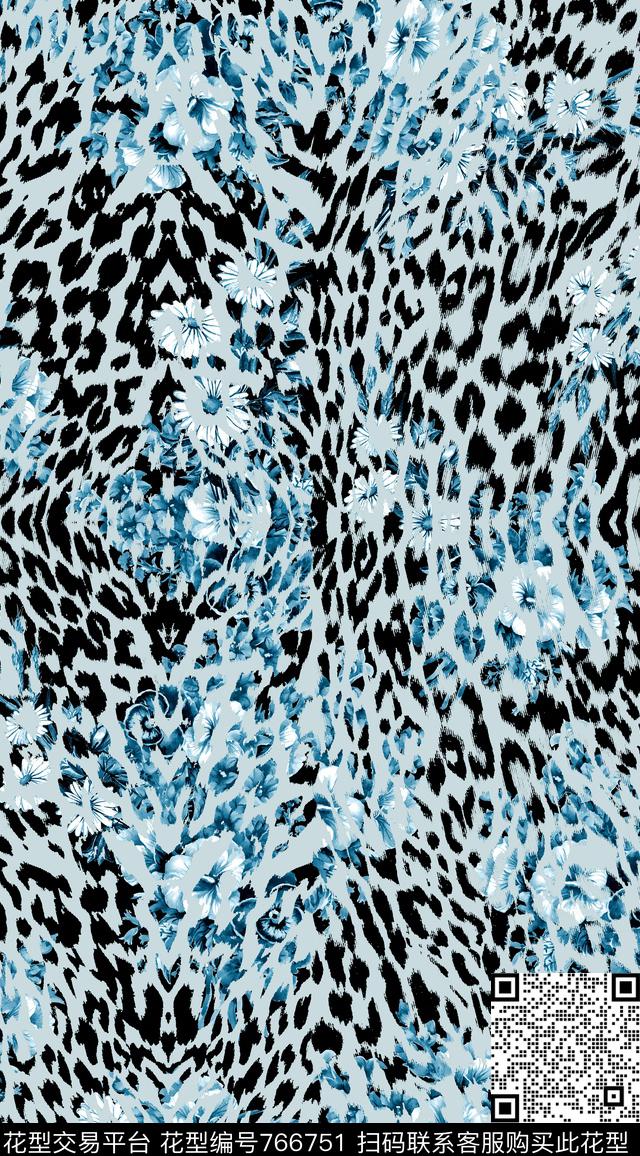 花卉豹纹动物纹数码印花华亿平台下载（图片编号: 766751） - 瓦栏（Walan）