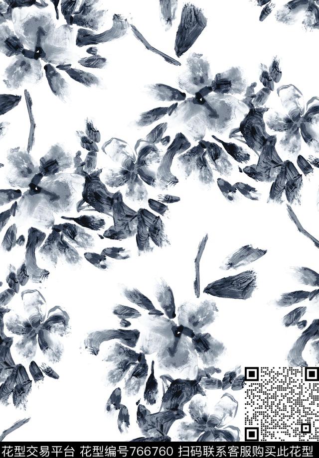 花朵花卉手绘数码印花华亿平台下载（图片编号: 766760） - 瓦栏（Walan）