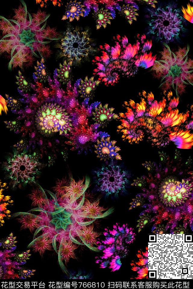 花纹分形艺术抽象数码印花华亿平台下载（图片编号: 766810） - 瓦栏（Walan）