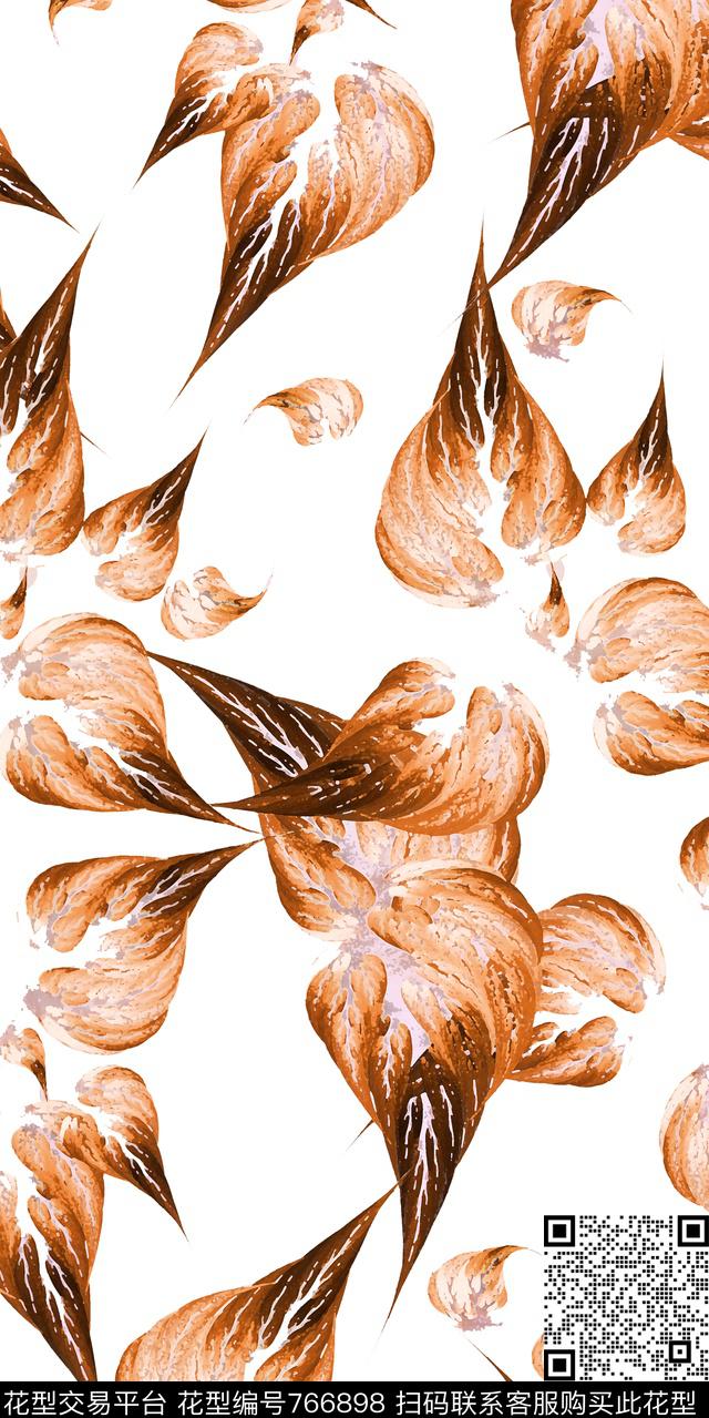 几何不规则几何抽象叶子数码印花华亿平台下载（图片编号: 766898） - 瓦栏（Walan）