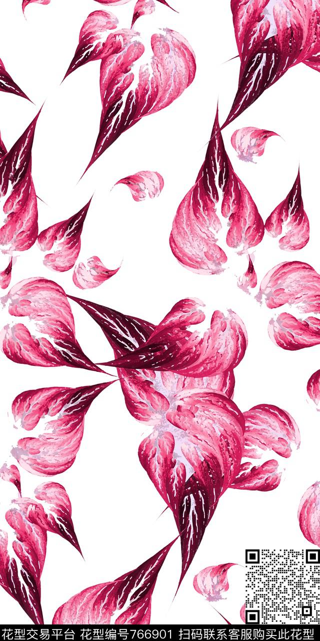 几何不规则几何抽象叶子数码印花华亿平台下载（图片编号: 766901） - 瓦栏（Walan）