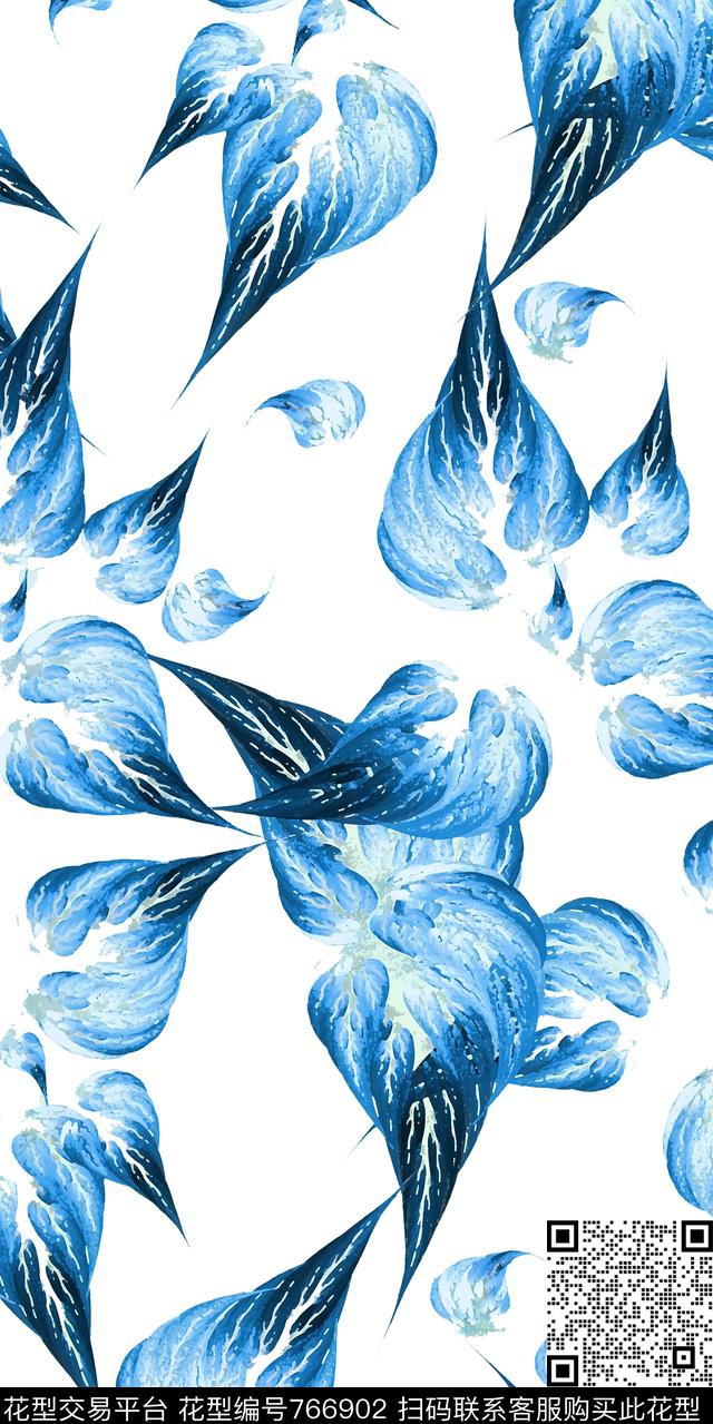 几何不规则几何抽象叶子数码印花华亿平台下载（图片编号: 766902） - 瓦栏（Walan）