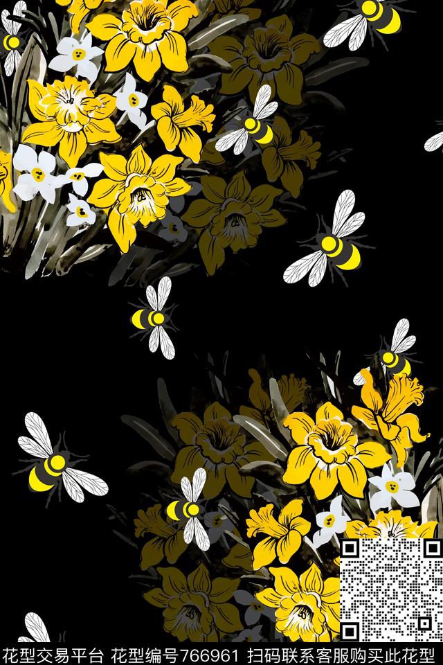 百合玉兰花花卉传统印花华亿平台下载（图片编号: 766961） - 瓦栏（Walan）
